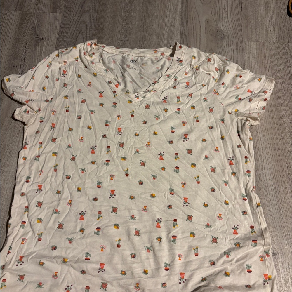 White T-Shirt with plants